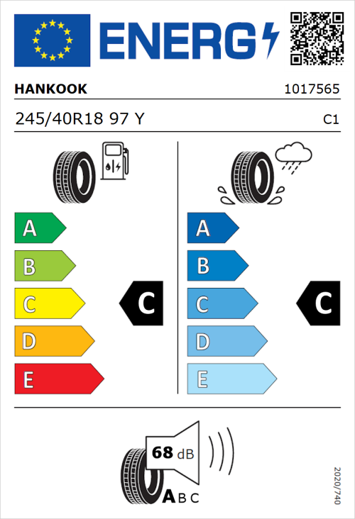 Tyre Label for Hankook Ventus S1 evo2 SUV K117 245/40R18 97Y